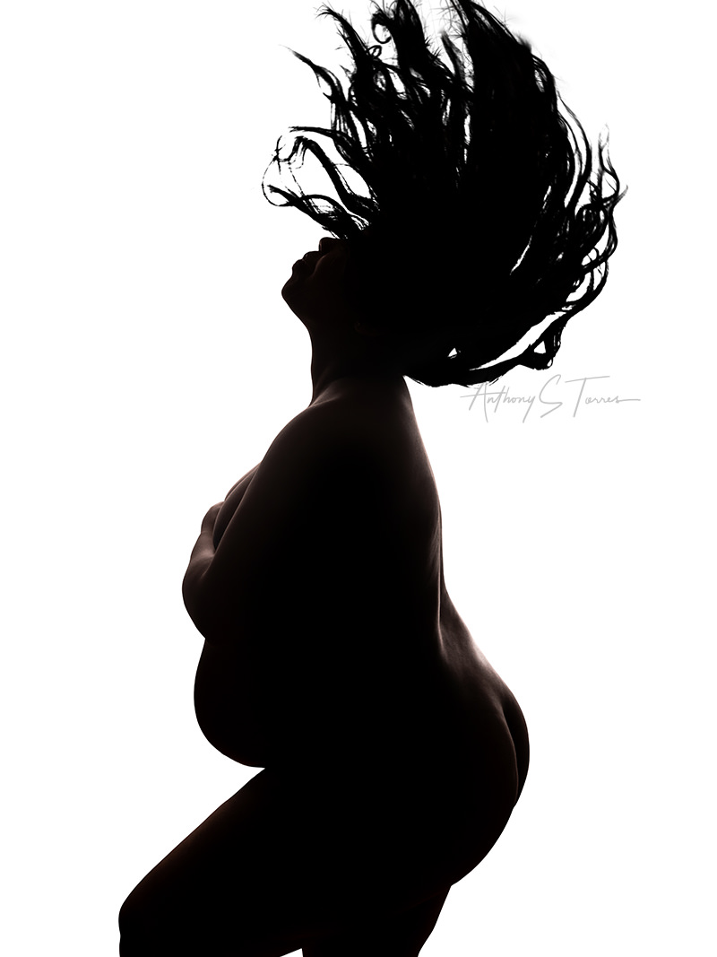 Maternity portrait with draped fabric, Raleigh NC