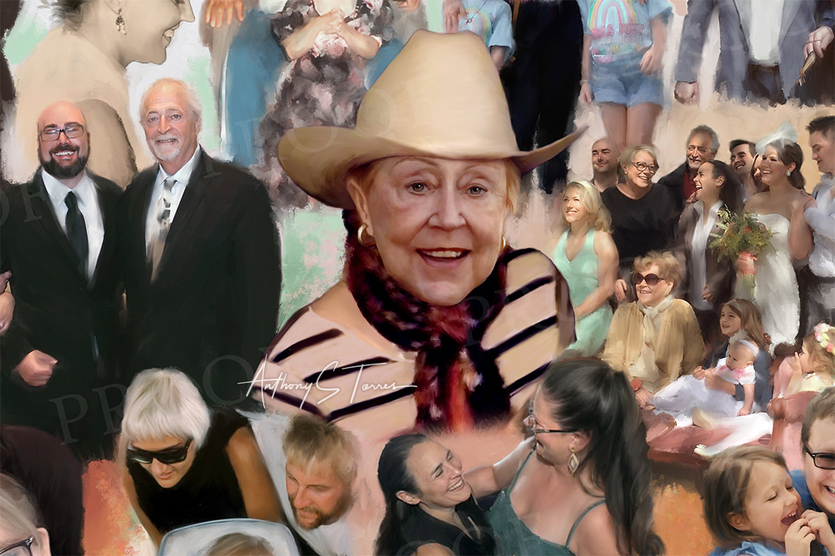 Memorial portrait painting detail in Raleigh NC