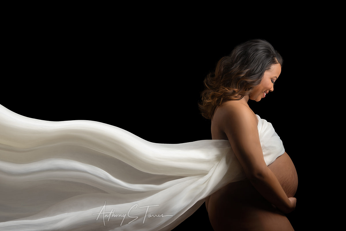 Painted maternity portrait in Raleigh NC